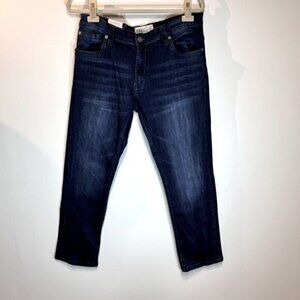 FREE PLANET Mens Dark Wash Whiskered Jeans with 2  Spandex 34 30